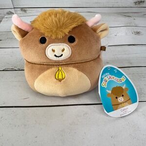Squishmallows Calton Highland Cow 5" Plush NWT Kellytoy Brown Longhorn